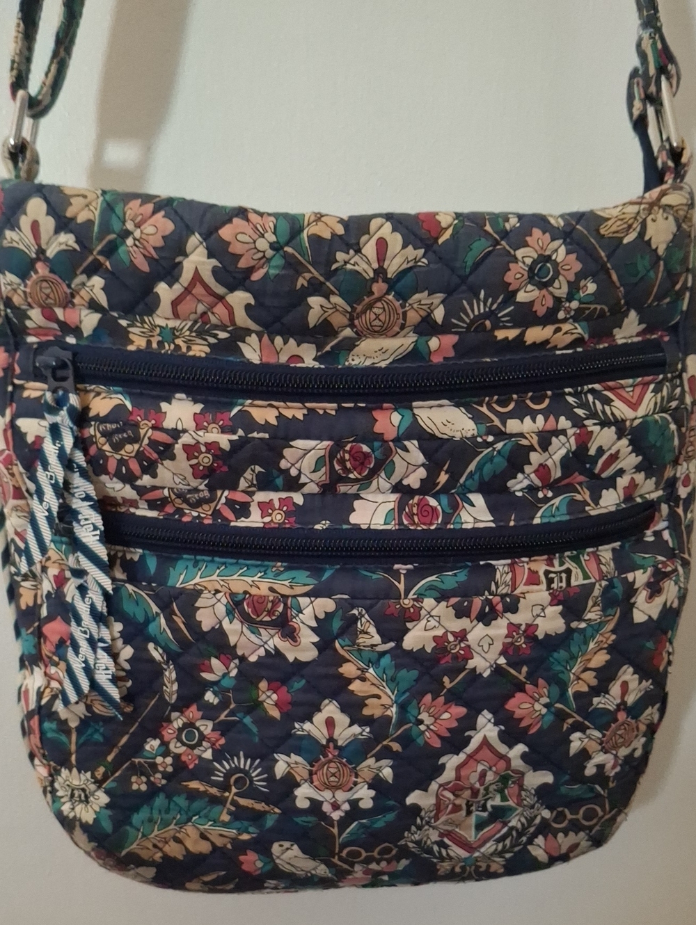 Harry Potter Vera Bradley Quilted Floral Crossbody Bag in Navy and Teal